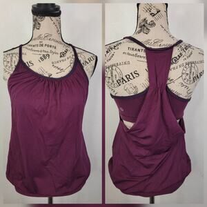 Lululemon Tank Top Sz 4 Plump 2 In 1 Activewear Sport Bra Shirt Drape